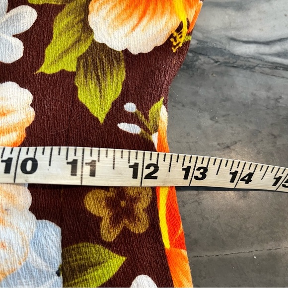 Vintage Ui-Maikai Bark Cloth Maxi Dress Hawaii Hibiscus Print Small - Picture 9 of 11